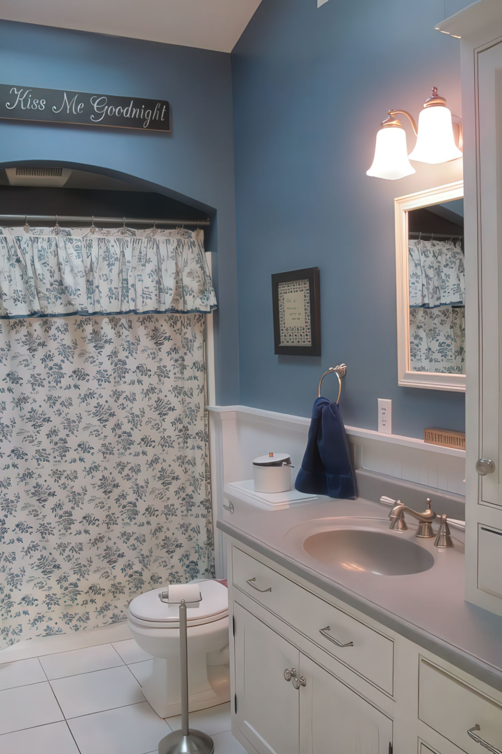 Full bathroom renovation with custom vanity and tile work in Langhorne, PA